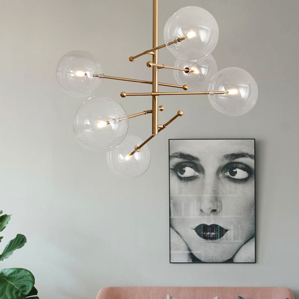Glass Globe Chandelier with 6 or 8 Lights, G4 LEDs Included