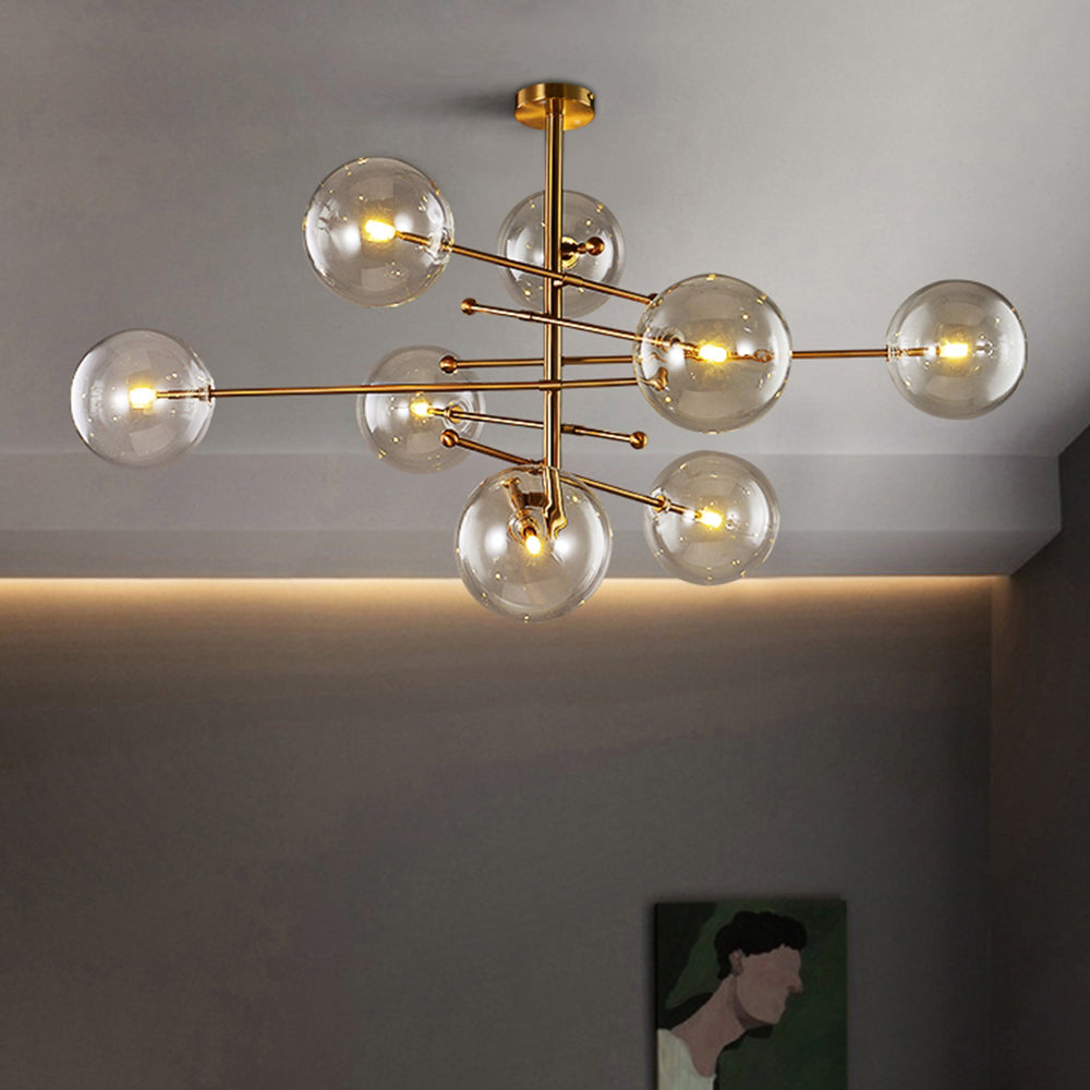 Glass Globe Chandelier with 6 or 8 Lights, G4 LEDs Included
