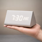 Wooden Digital LED Clock, Dimmable Display, USB Powered
