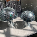 Retro Mirror Tile Mushroom Ornament, Disco Ball Style