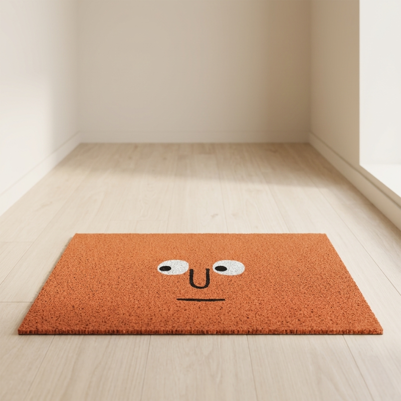 Emoji Doormat in Polyester with Non-Slip Rubber Backing, 3 Sizes