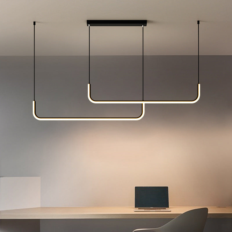 Black Metal Bar Pendant Light, Integrated LED 3000K