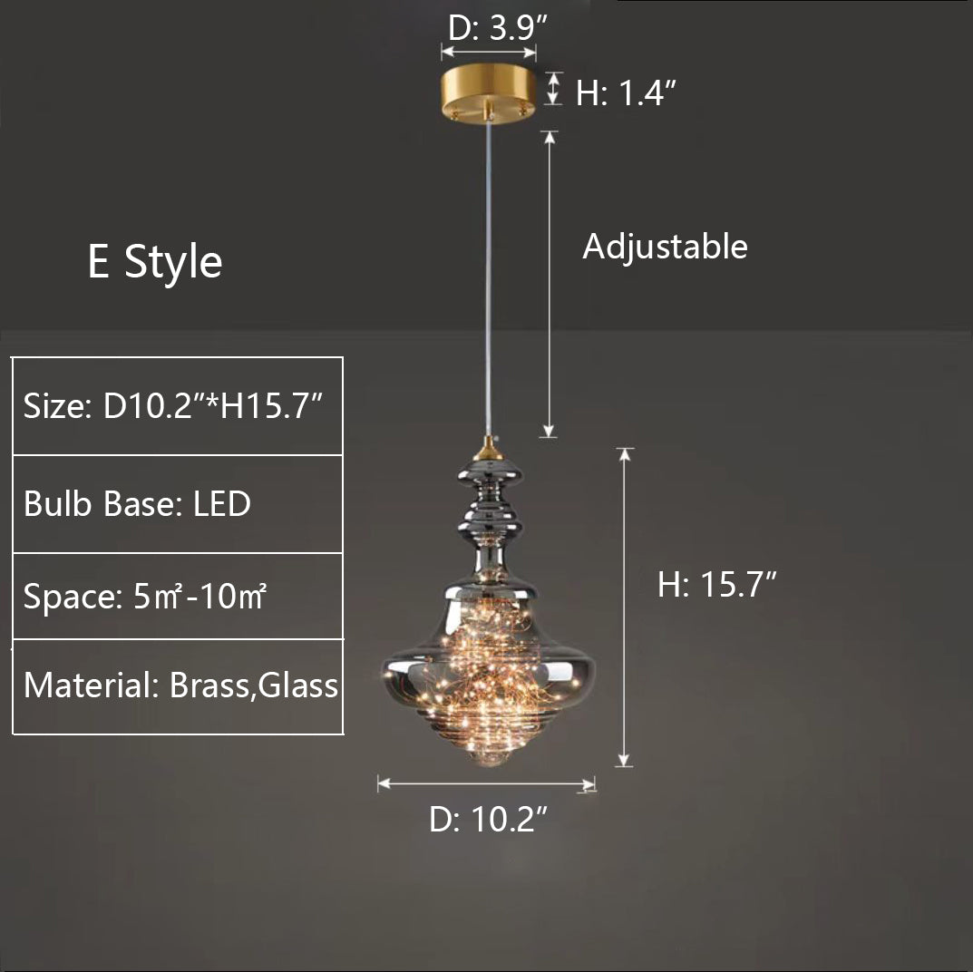 Grey Glass Pendant Chandelier with Starlight Ceiling Effect