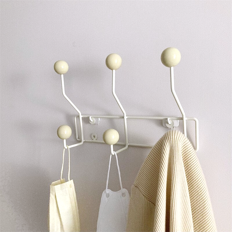 Mid-Century Metal Wall Coat Rack with 3 or 4 Double Hooks
