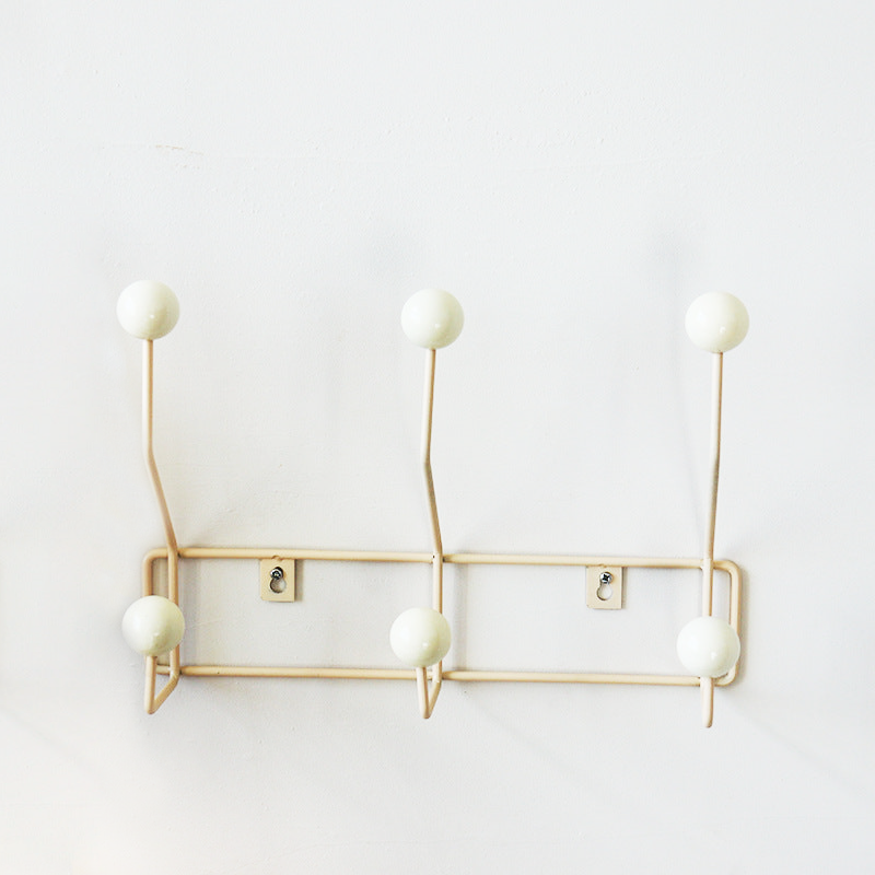 Mid-Century Metal Wall Coat Rack with 3 or 4 Double Hooks