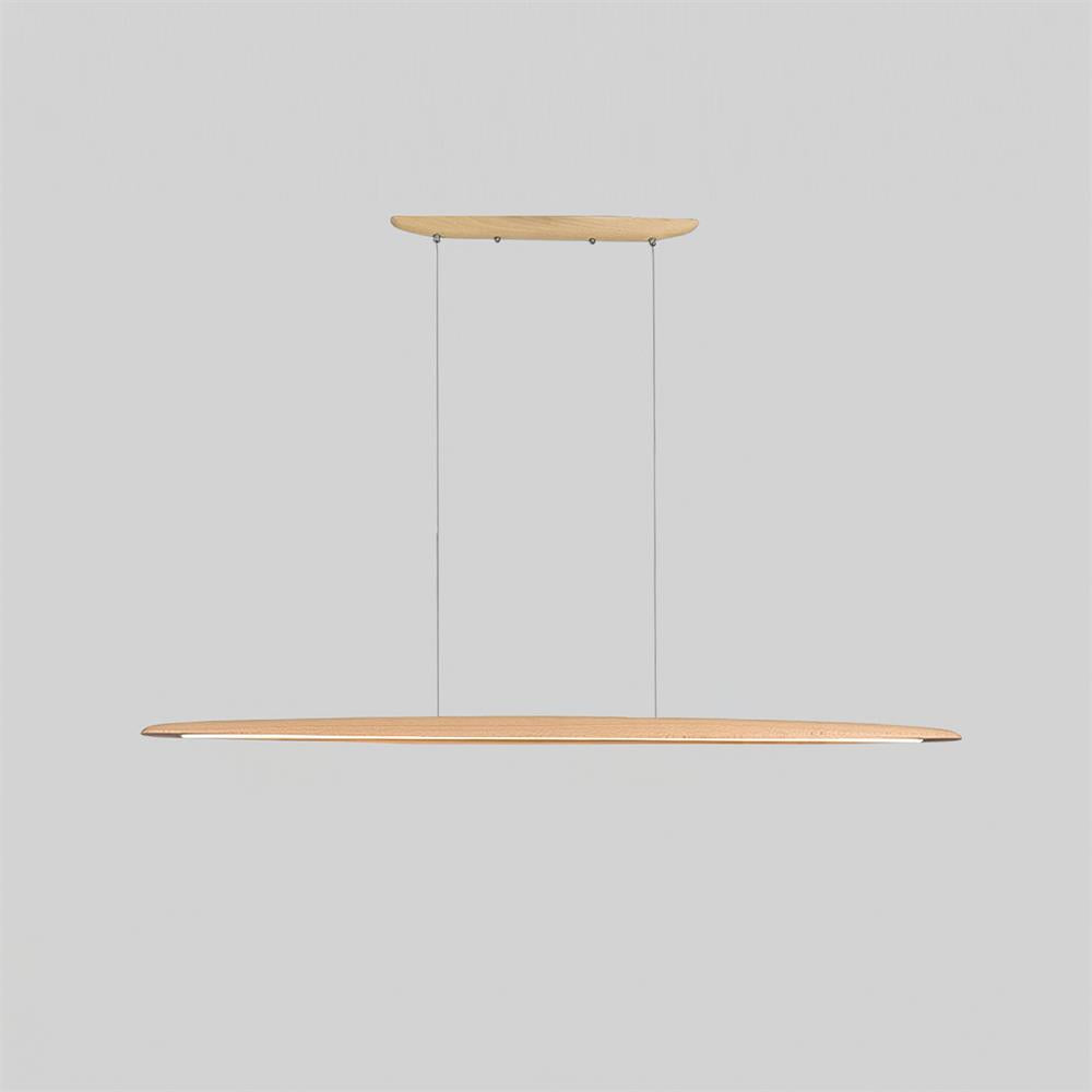 Linear Wood-Finish LED Pendant Light, Warm White, Japandi