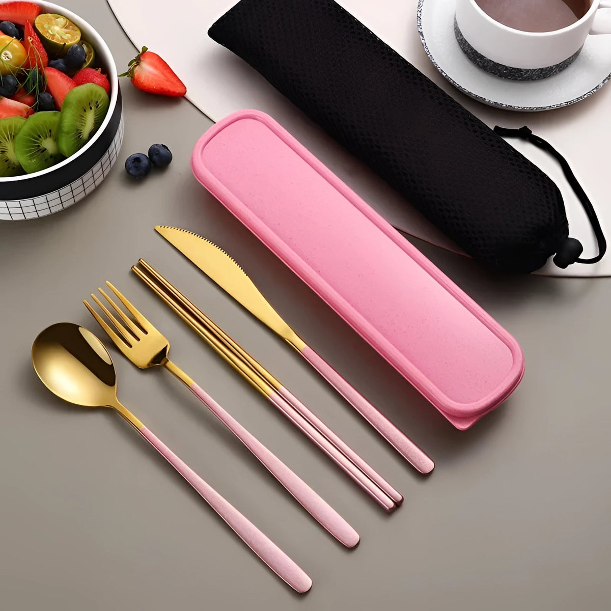Reusable Stainless Steel Cutlery Set with Travel Case