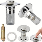 Solid Brass Pop-Up Basin Waste Plug 26-32mm with Hair Filter