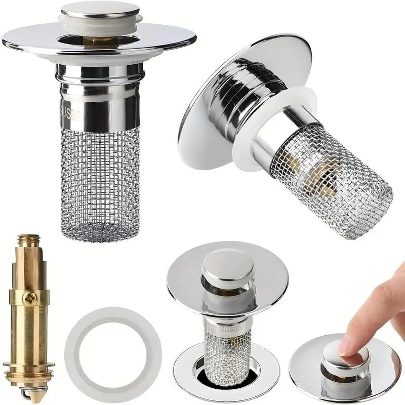 Solid Brass Pop-Up Basin Waste Plug 26-32mm with Hair Filter