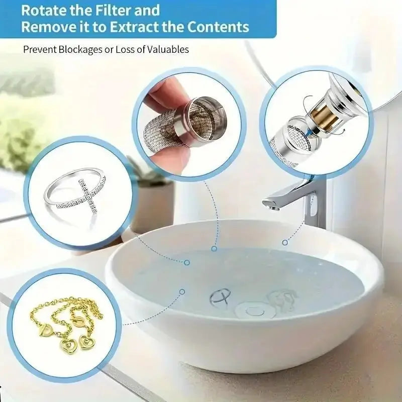 Solid Brass Pop-Up Basin Waste Plug 26-32mm with Hair Filter