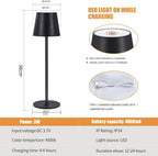 Cordless Metal Table Lamp with Built-In Battery, 38 cm