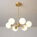 Opal Glass Globe Chandelier with Brass Finish, 6 to 16 Lights