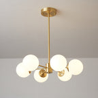 Opal Glass Globe Chandelier with Brass Finish, 6 to 16 Lights