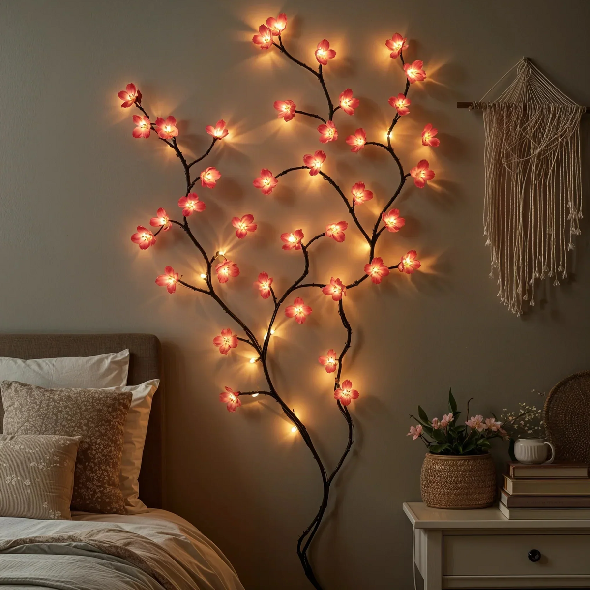 LED Cherry Blossom Branch 160cm with 72 Pink and Warm Lights