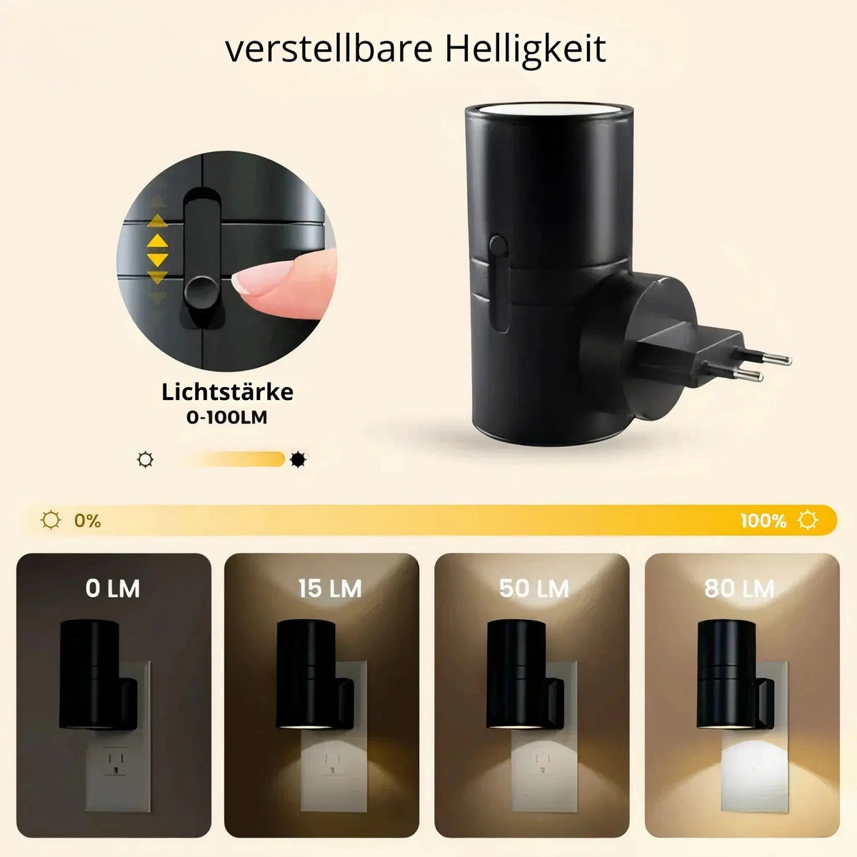 Plug-In LED Night Light, Dimmable, 1 W 100 lm Warm White