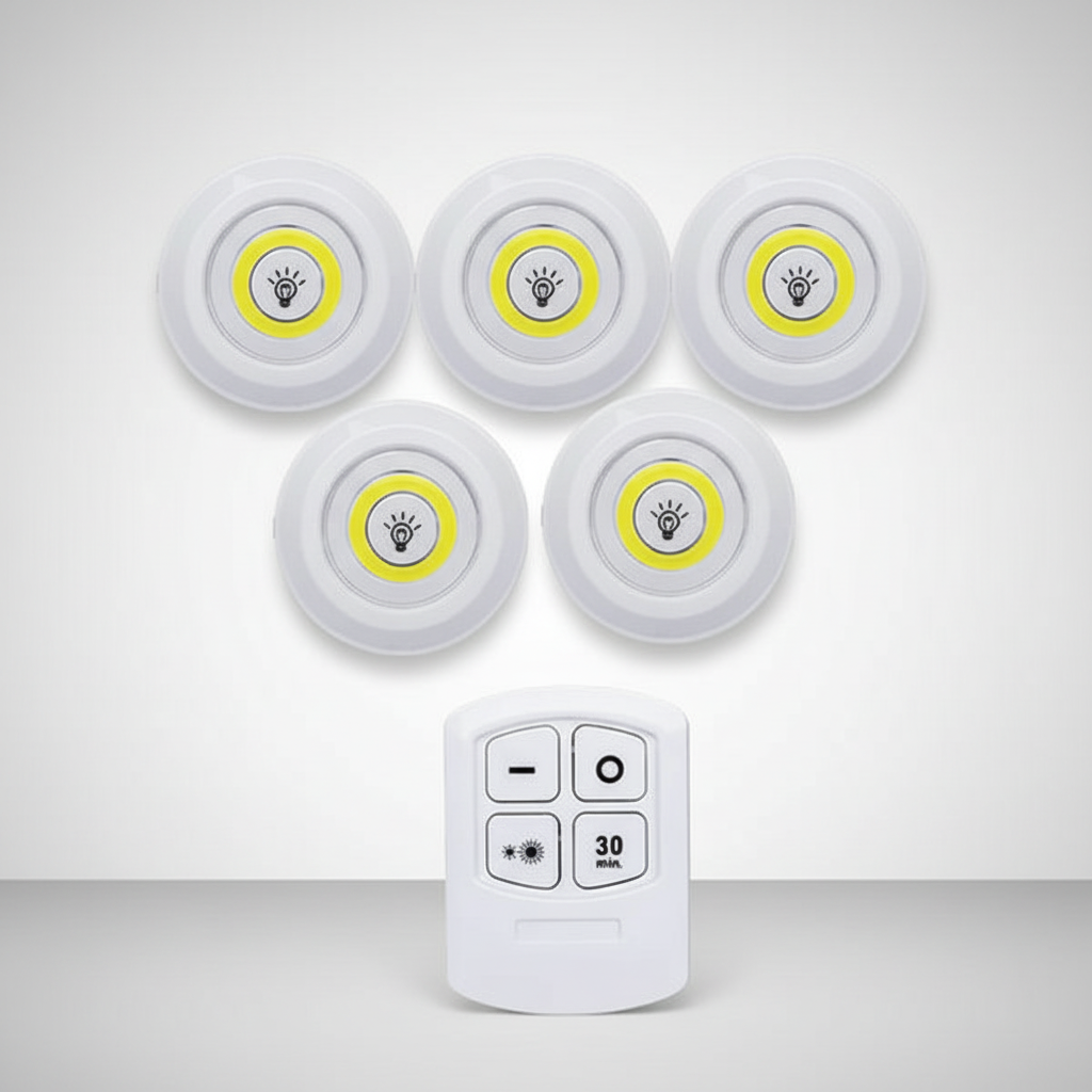 Battery LED Under-Cabinet Spotlights, Set of 3, Dimmable