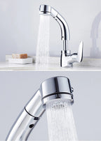 Pull-Out Basin Tap with Flexible Spray Head, Brass Body