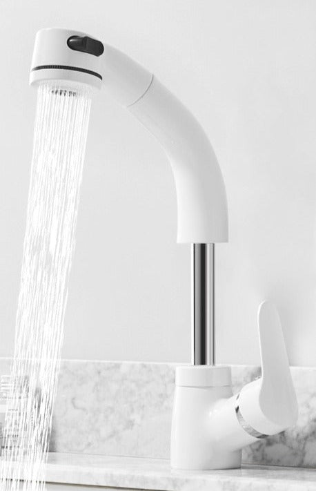 Pull-Out Basin Tap with Flexible Spray Head, Brass Body