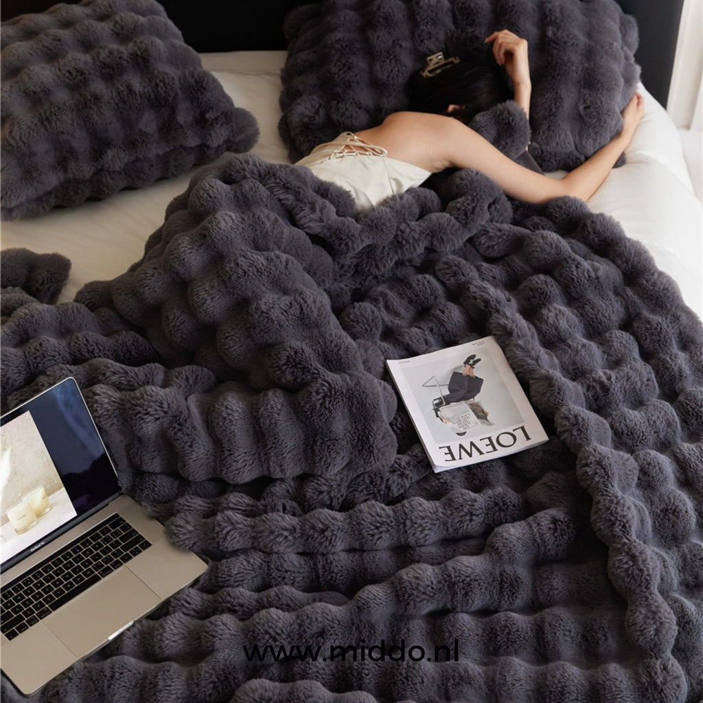 Teddy Fleece Throw Blanket, Extra Thick Plush, Five Sizes