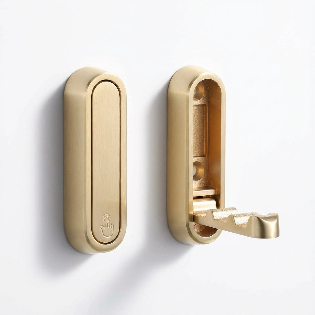Folding Wall Hook in Zinc Alloy, 18kg, Brushed Gold or Black