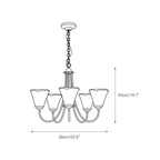 Brass Chandelier with Amber Glass Shades, 5 to 12 Lights
