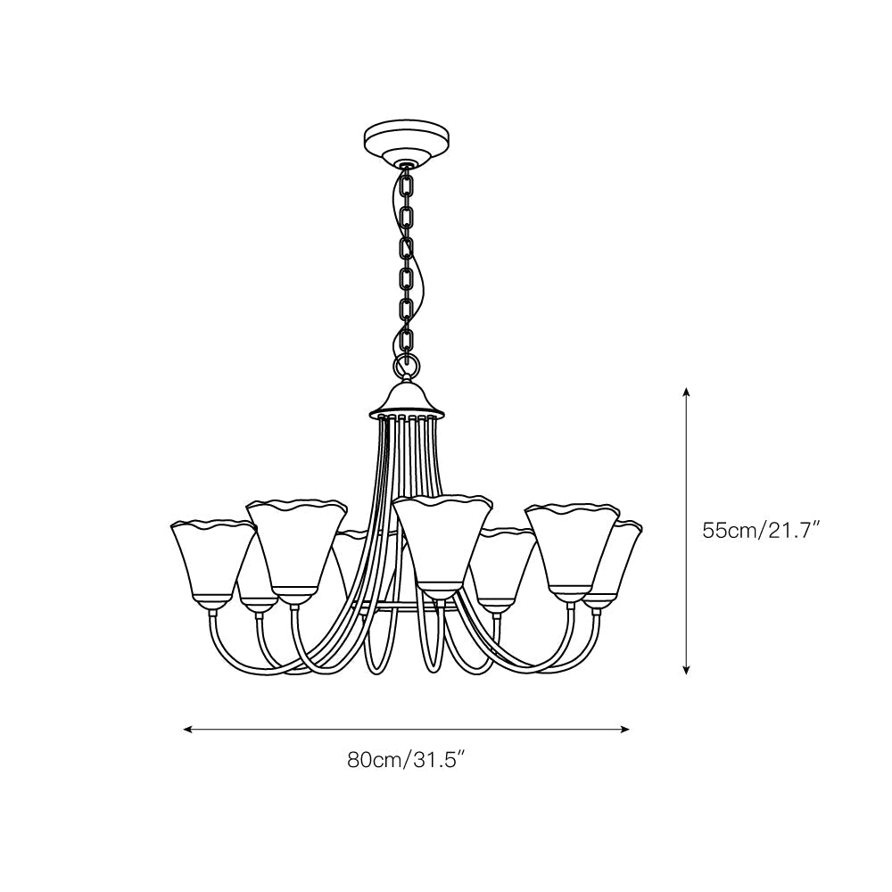 Brass Chandelier with Amber Glass Shades, 5 to 12 Lights