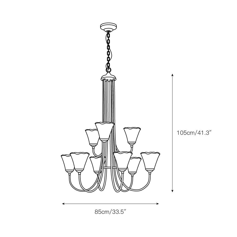 Brass Chandelier with Amber Glass Shades, 5 to 12 Lights
