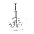 Brass Chandelier with Amber Glass Shades, 5 to 12 Lights