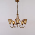 Brass Chandelier with Amber Glass Shades, 5 to 12 Lights