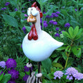 Hand-Painted Resin Chicken Garden Ornament for Fence or Patio