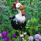 Hand-Painted Resin Chicken Garden Ornament for Fence or Patio