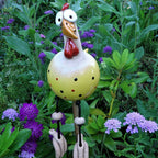 Hand-Painted Resin Chicken Garden Ornament for Fence or Patio