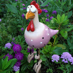 Hand-Painted Resin Chicken Garden Ornament for Fence or Patio