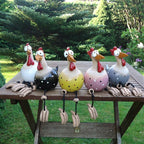 Hand-Painted Resin Chicken Garden Ornament for Fence or Patio