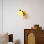 Art Deco Curved Glass Wall Light with Pull-Cord Switch