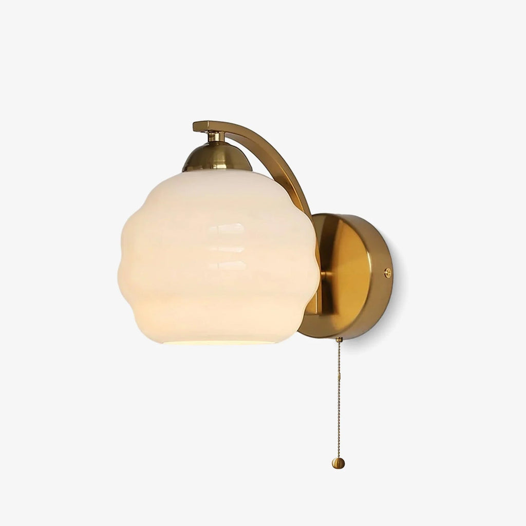 Art Deco Curved Glass Wall Light with Pull-Cord Switch