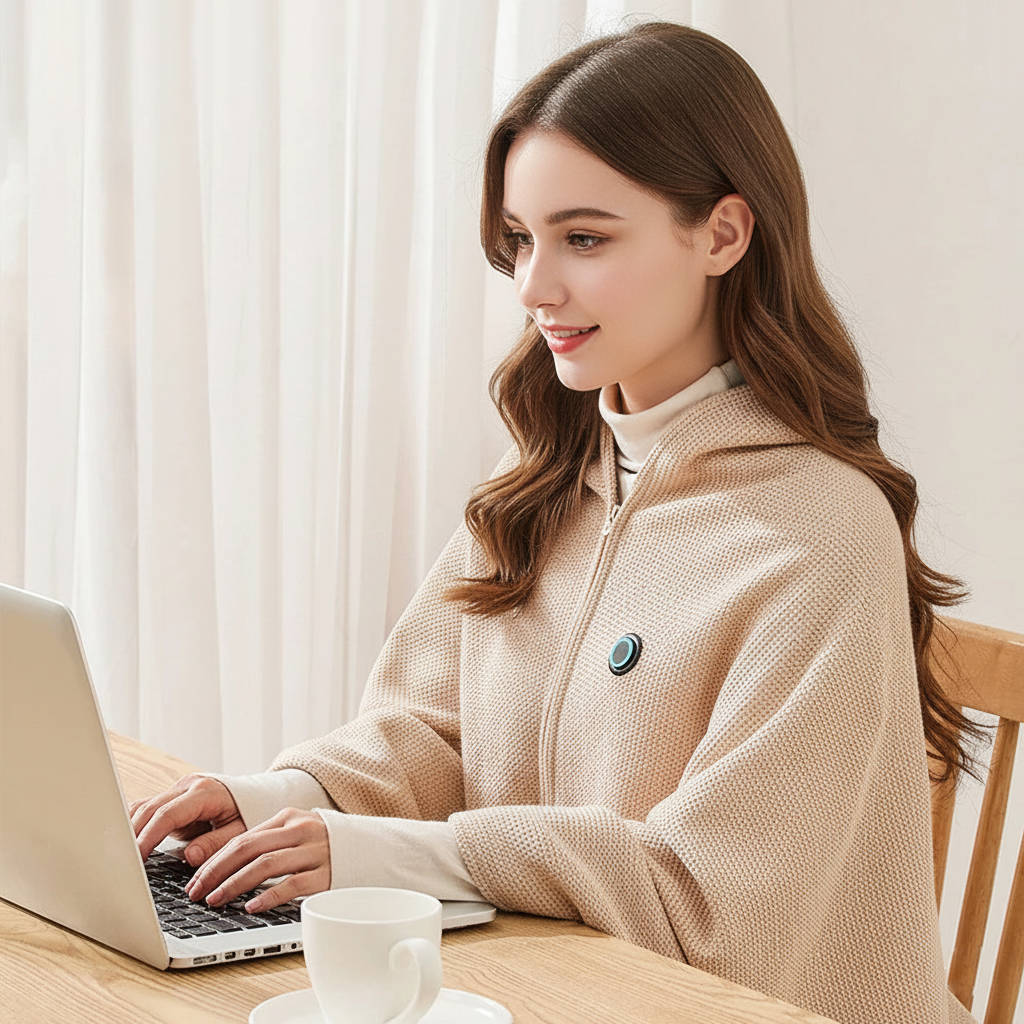 Heated USB Shoulder Wrap Blanket with Zip Fastening