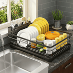 Dish Drainer Rack with Drip Tray for Worktops