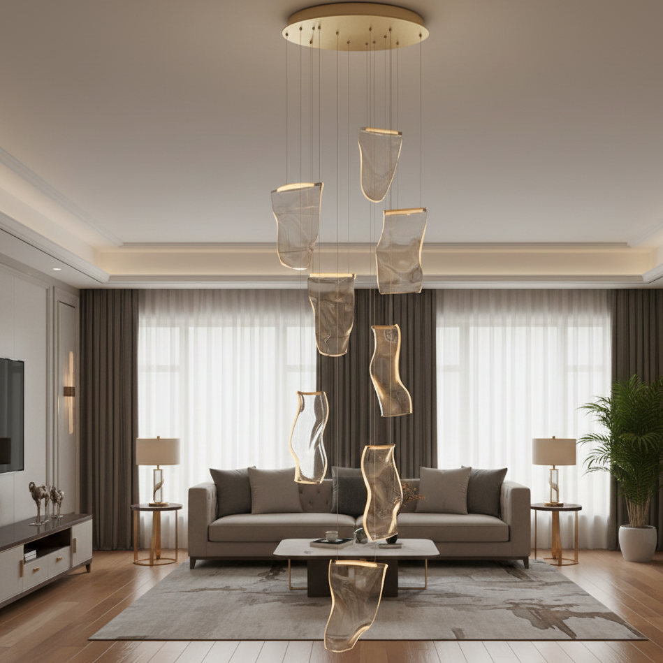 Waterfall Chandelier with Dimmable LED, 6 to 28 Lights