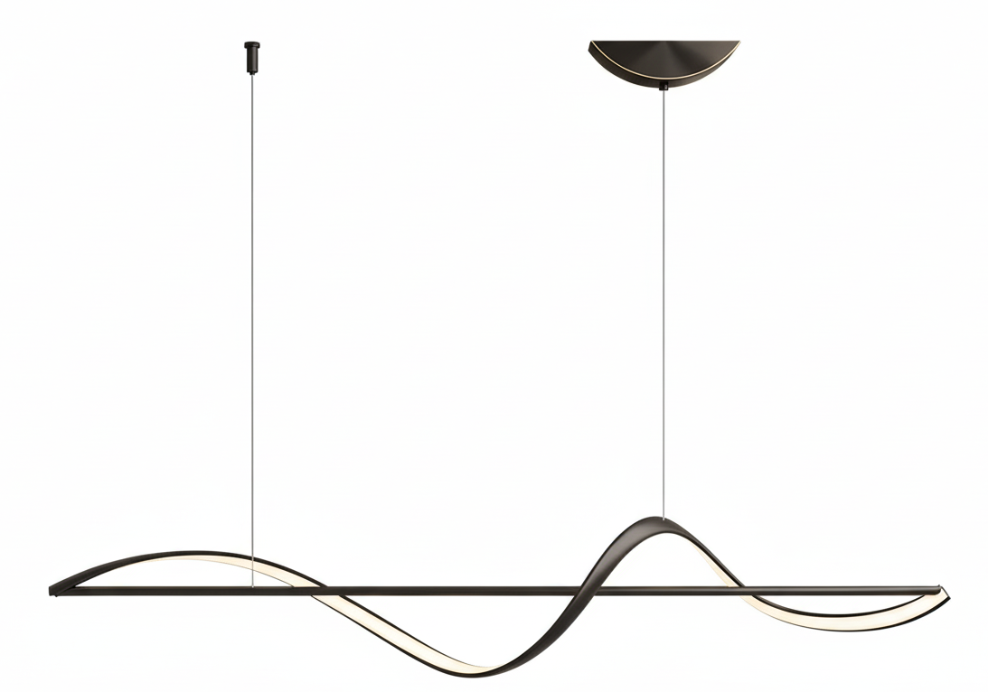 Spiral LED Chandelier in Aluminium, 120 cm Drop, Dimmable