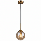 Glass Pendant Light 15cm with Metal Frame, E27, Bulb Included