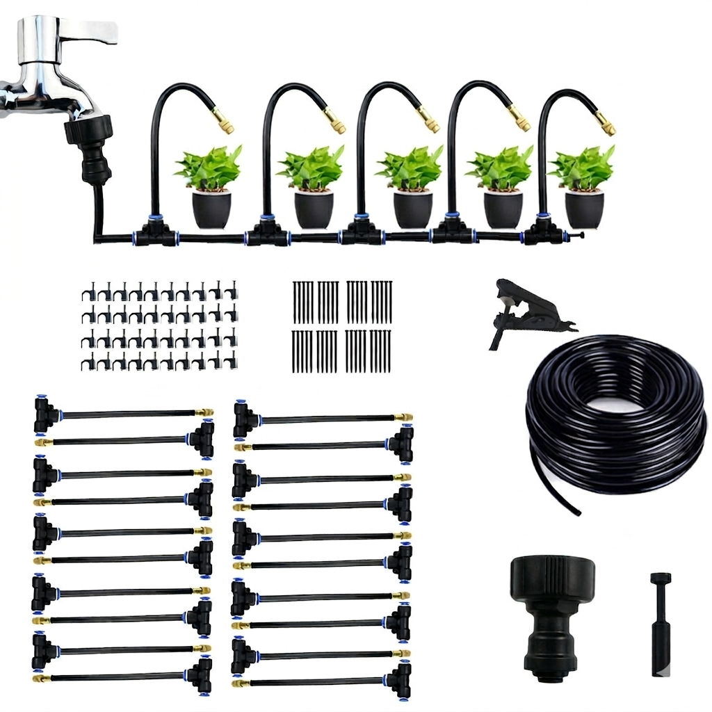 20m Garden Misting System with 20 Adjustable Copper Nozzles