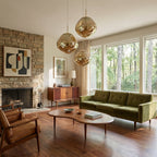 Mirrored Metal Globe Pendant Light, Warm White 3000K LED