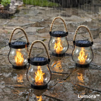 Solar Flame Effect Lantern, Weatherproof Garden Light