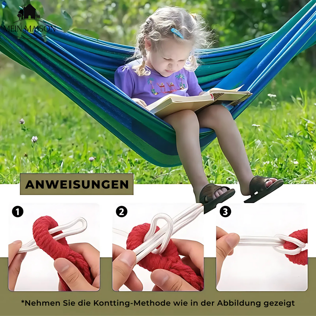 Portable Cotton Canvas Hammock with Carry Bag, 200kg Capacity