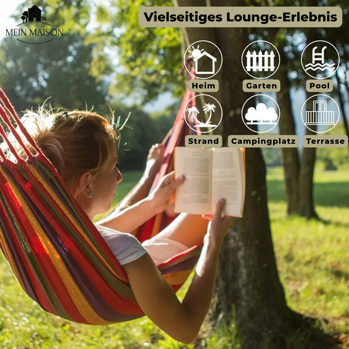 Portable Cotton Canvas Hammock with Carry Bag, 200kg Capacity
