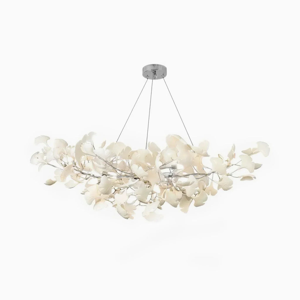 Ceramic Leaf U-Shaped Chandelier in Gold or Nickel, G9