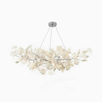 Ceramic Leaf U-Shaped Chandelier in Gold or Nickel, G9