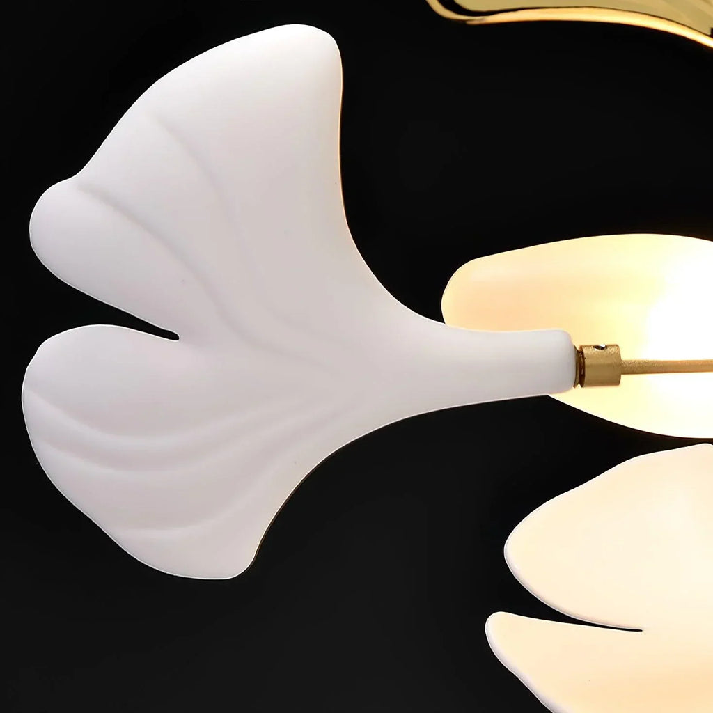 Ceramic Leaf U-Shaped Chandelier in Gold or Nickel, G9