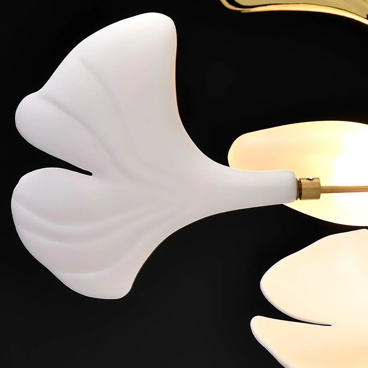 Ceramic Leaf U-Shaped Chandelier in Gold or Nickel, G9